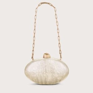 Cult Gaia Eviana Ivory Clutch with Gold Accent Flawed See Description